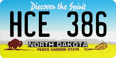 ND license plate HCE386