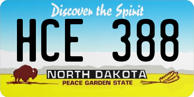 ND license plate HCE388