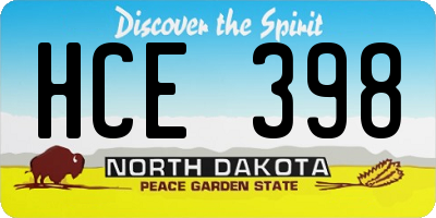 ND license plate HCE398