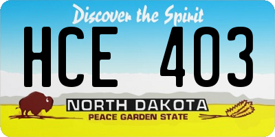 ND license plate HCE403