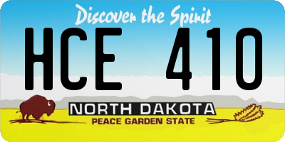 ND license plate HCE410