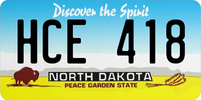 ND license plate HCE418