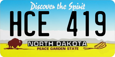 ND license plate HCE419