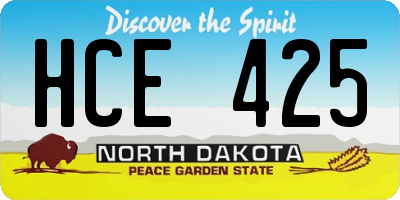 ND license plate HCE425