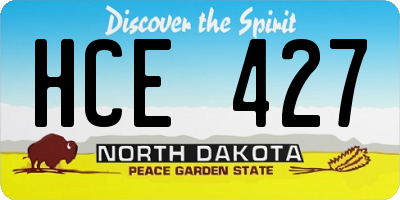 ND license plate HCE427