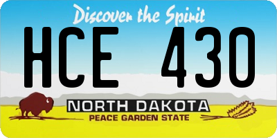 ND license plate HCE430