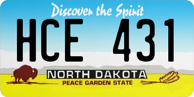 ND license plate HCE431