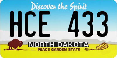 ND license plate HCE433