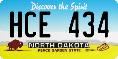 ND license plate HCE434