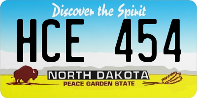 ND license plate HCE454