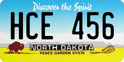 ND license plate HCE456