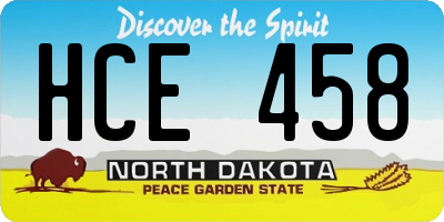 ND license plate HCE458