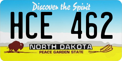 ND license plate HCE462