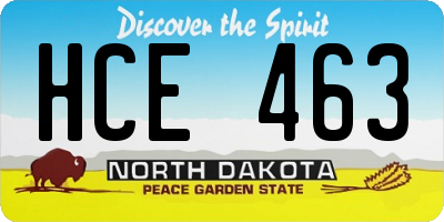 ND license plate HCE463