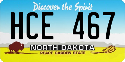 ND license plate HCE467