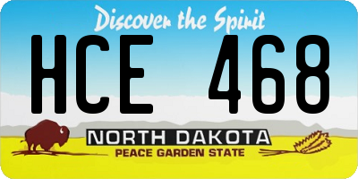 ND license plate HCE468