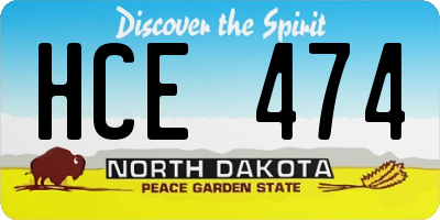 ND license plate HCE474