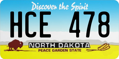 ND license plate HCE478