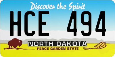 ND license plate HCE494