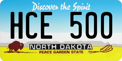 ND license plate HCE500