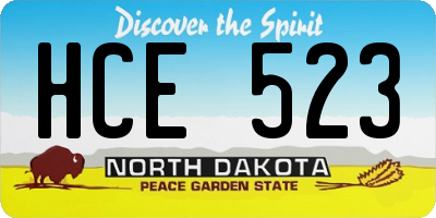 ND license plate HCE523