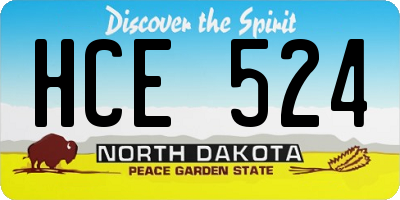 ND license plate HCE524