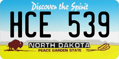 ND license plate HCE539