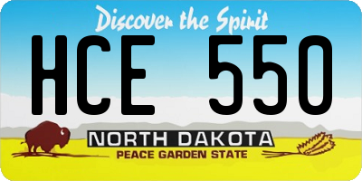 ND license plate HCE550