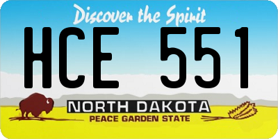 ND license plate HCE551