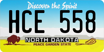ND license plate HCE558