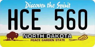 ND license plate HCE560