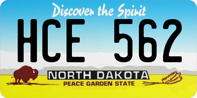 ND license plate HCE562