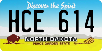 ND license plate HCE614