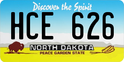 ND license plate HCE626