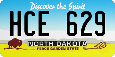 ND license plate HCE629