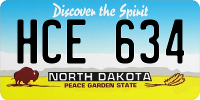 ND license plate HCE634