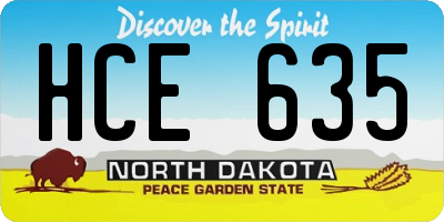 ND license plate HCE635