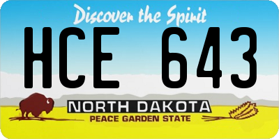 ND license plate HCE643