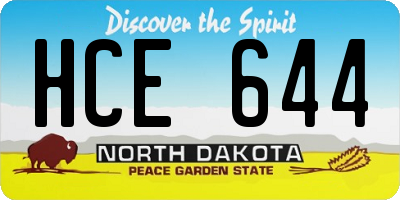 ND license plate HCE644