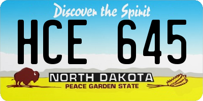 ND license plate HCE645