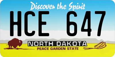 ND license plate HCE647