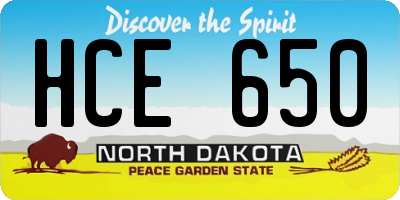 ND license plate HCE650