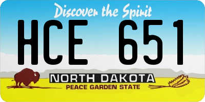 ND license plate HCE651