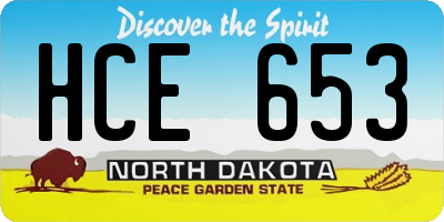 ND license plate HCE653