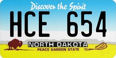 ND license plate HCE654