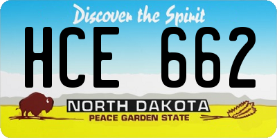 ND license plate HCE662