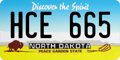 ND license plate HCE665