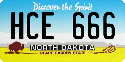 ND license plate HCE666