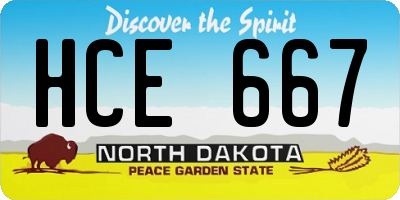 ND license plate HCE667