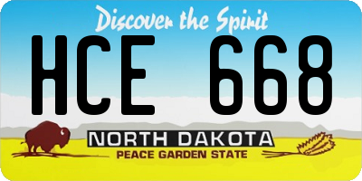 ND license plate HCE668